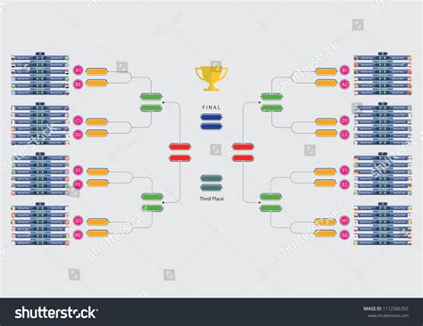 vektor stok tournament chart groups teams match schedule  royalti