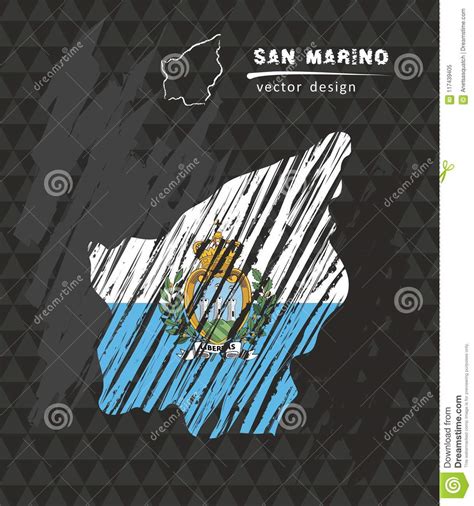 San Marino National Vector Map With Sketch Chalk Flag Sketch Chalk