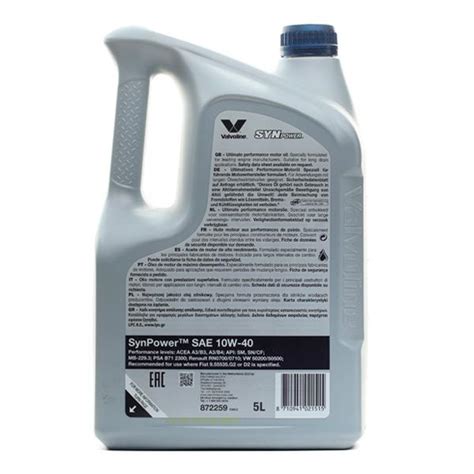 872259 Valvoline Synpower Aceite De Motor 10w 40 5l Autodoc