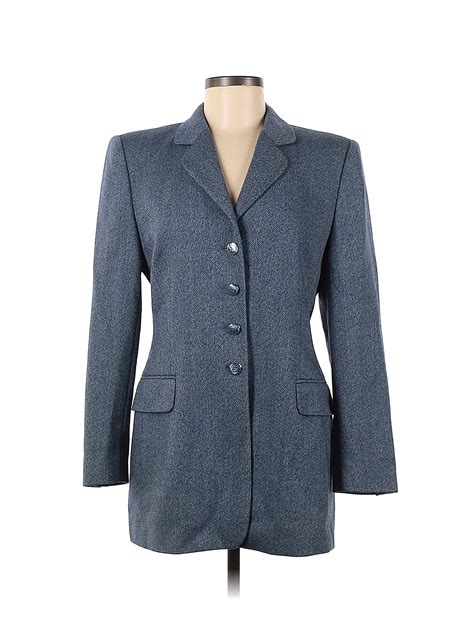 Escada By Margaretha Ley 100 Virgin Wool Blue Wool Blazer Size 38 Eu