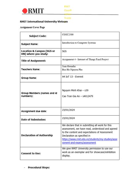 Rmit Vn Cover Page Pdf Arduino Internet Of Things