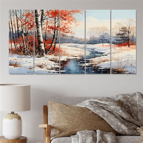 Millwood Pines Winter Landscape Frozen River I - Landscapes Canvas Wall ...