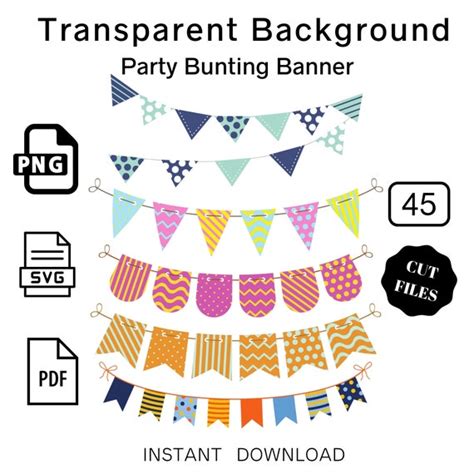 Bunting Banner Svg 45 Party Bunting Png Pdf Clipart Flag Etsy