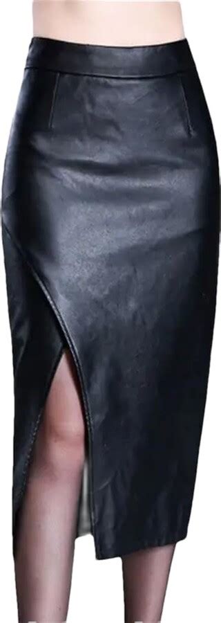 Hdhdeueh Women Pu Leather Skirt High Waist Split Package Hip Sexy Midi Skirts Black 4xl Shopstyle