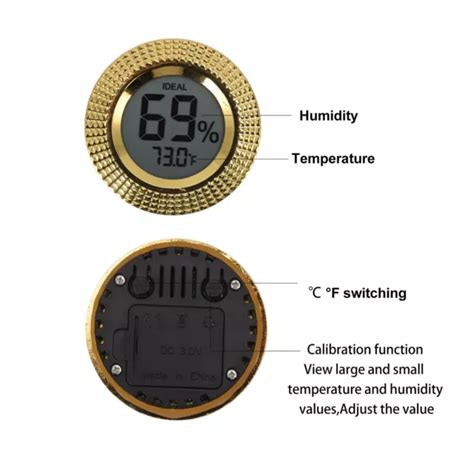 INSERT HYGROMÈTRE NUMÉRIQUE Rond Pour Boîte à Cigares Haute Précision