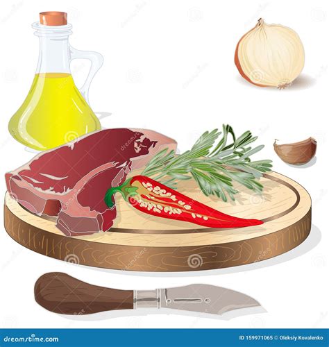 Meat Steaks Cartoon Fresh And Fried Steaks Beef Fish Pork Steaks