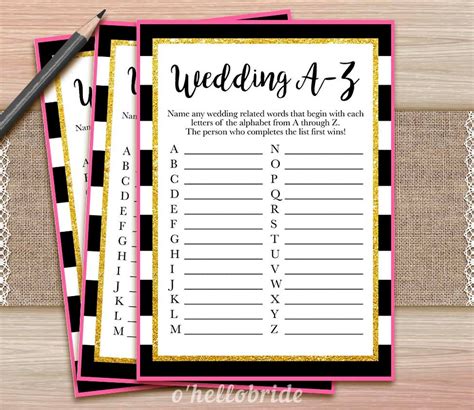 Printable Bridal Shower Games Printable Wedding A Z Bridal Shower Game