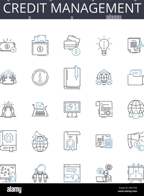 Credit Management Line Icons Collection Growth Development