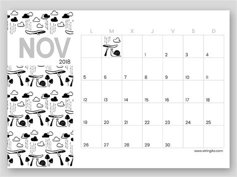 Calendario Imprimible Noviembre Etringita