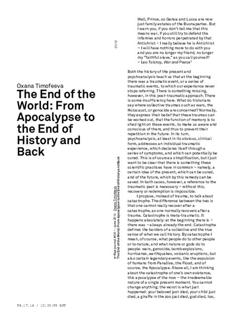 Pdf The End Of The World From Apocalypse To The End Of History And Back