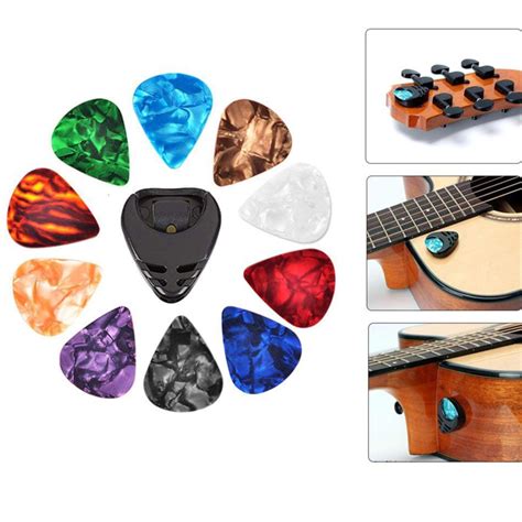 Kit Acessórios 1 Porta Palhetas 10 Palhetas Para Violão Guitarra