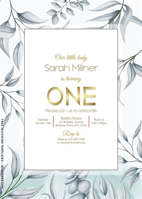 Watercolor Floral Greenery Birthday Invitation Templates