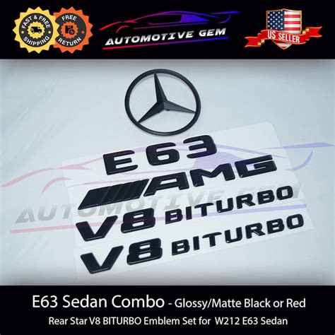 E63 AMG V8 BITURBO Rear Star Emblem Black Badge Combo Set For Etsy