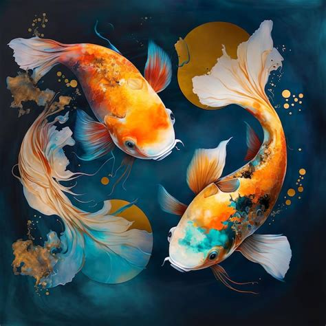 Pescado koi carpas mano alcohol tinta arte japonés ia generativa Foto