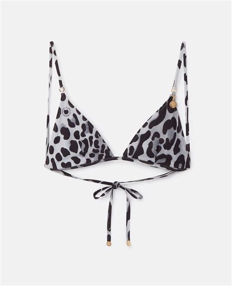 Women Grey Leopard Print Triangle Bikini Top Stella Mccartney Ca