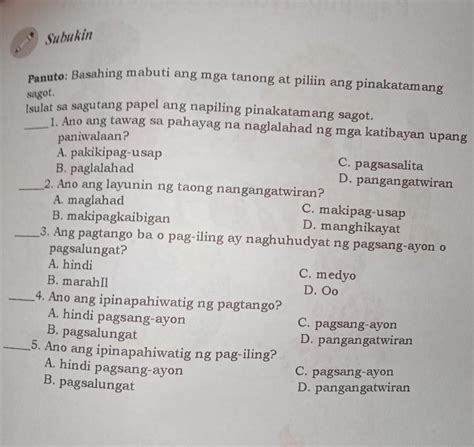 Pasagot Nmn Plss Kailangan Na Po Brainly Ph