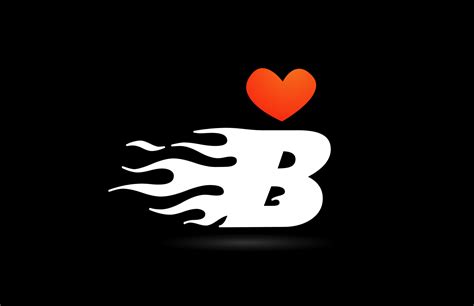 alphabet B letter icon logo design. Creative template for business with love heart flames ...