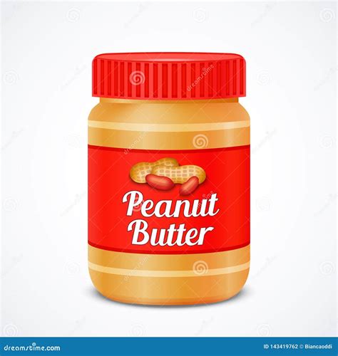 Jar Of Peanut Butter Isolated On White Stock Vector Illustration Of