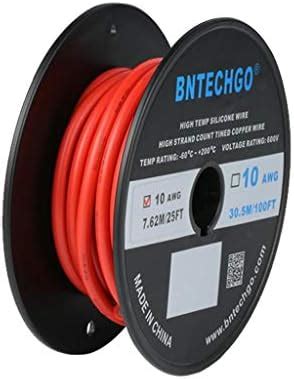 Bntechgo Gauge Silicone Wire Spool Ft Red Flexible Awg