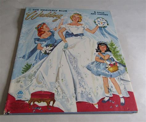 Vintage 1955 Merrill Paper Doll Folder Book ~ Heavenly Blue Wedding