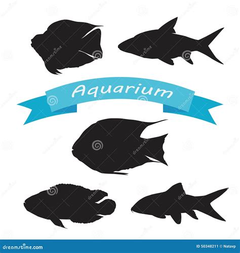 Set Of Silhouettes Of Aquarium Fish Stock Vector Illustration Of Fish