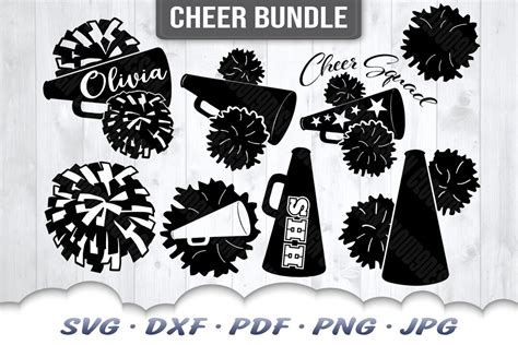 Cheer Svg Bundle Cheerleader Svg Megaphone Svg Cheer Clip Art Bundle