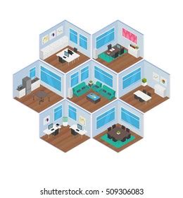 Hospital Indoors Isometric Design Concept Set