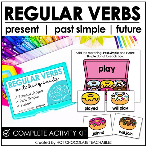 Regular Verb Matching Activity Present Simple Past Simple And Future