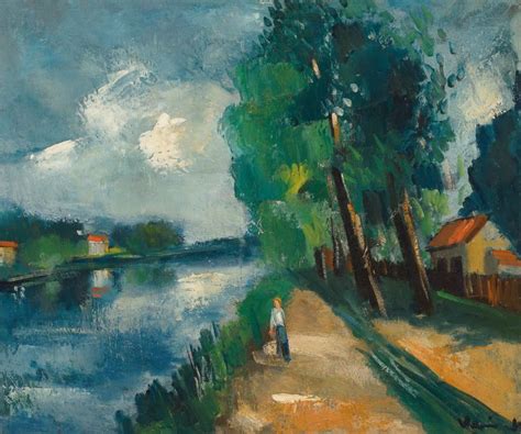 Maurice De Vlaminck France Promeneuse Au Bord De La Rivi Re