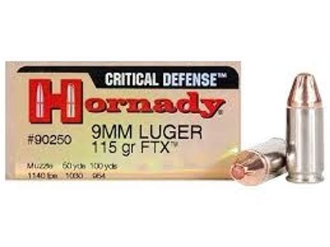 Hornady 9mm Critical Defense Lite H90240 100 Gr Ftx 25 Per Box