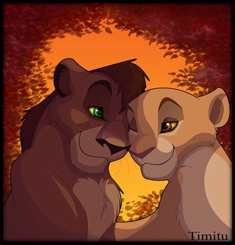 Kovu And Kiara At Sunset By Timitu On Deviantart Lion King Kiara