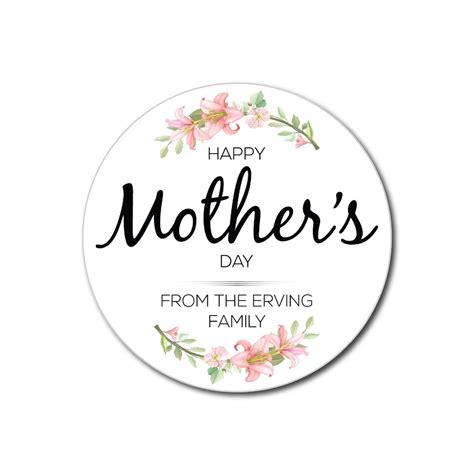 Personalized Mothers Day Stickers Custom Happy Mothers Day Stickers Mothers Day Labels Round