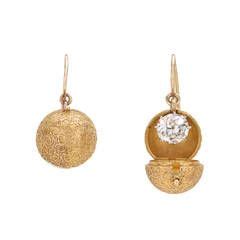 Victorian Diamond Gold Dormeuse Earrings With Etruscan Revival Coach