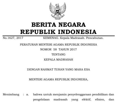 Peraturan Menteri Agama Republik Indonesia No Thn Tentang