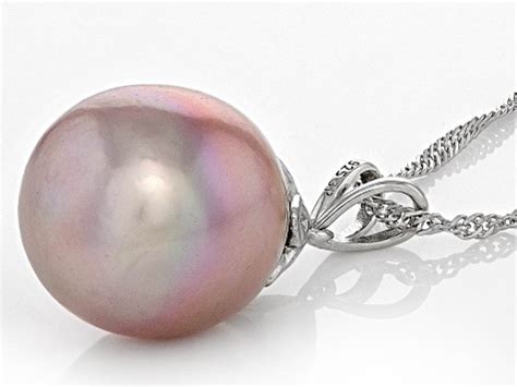 Genusis Pink Cultured Freshwater Pearl Rhodium Over Sterling Silver