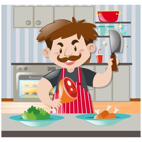 Man Koken In De Keuken Gratis Vector