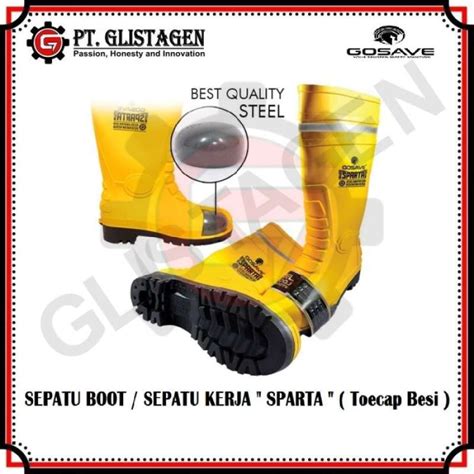 Promo SEPATU BOOT SAFETY KERJA RUBBER GOSAVE SPARTA WITH STEEL TOE