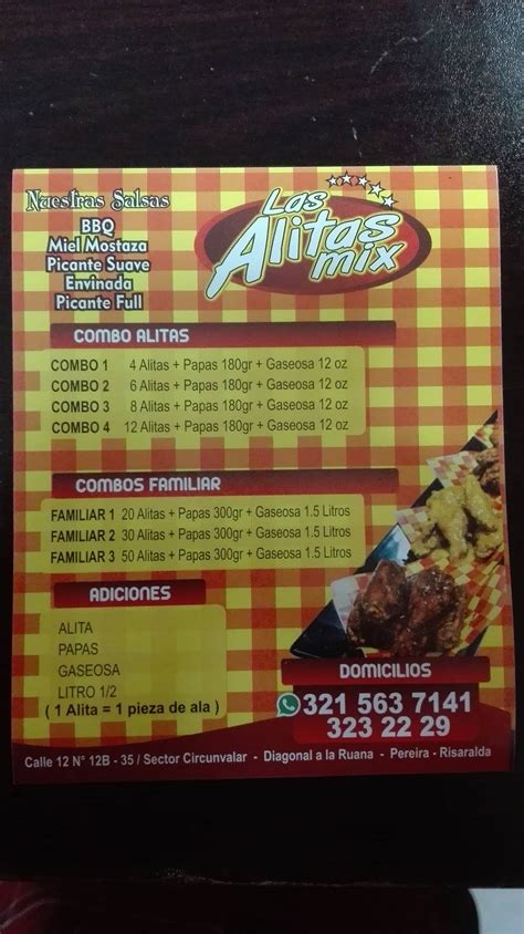 Carta Del Restaurante Las Alitas Mix Circunvalar Pereira Pereira