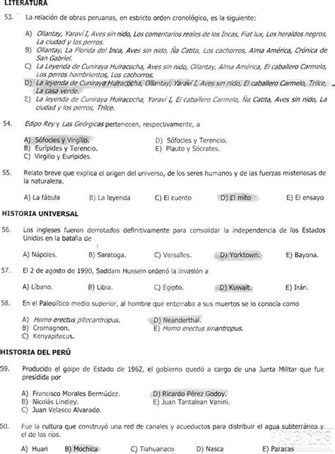 Examen Admision Villarreal Solucionario Filas A B C D Universidad