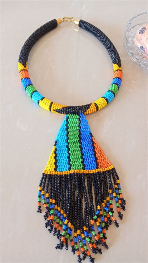 On Sale Black Pendant Beaded Necklace African Jewelry Maasai