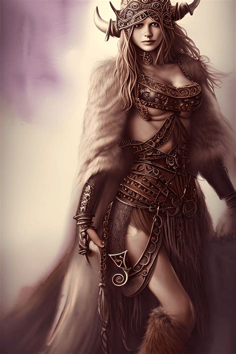 Beautiful Viking Woman With Ornate Jewelry And Delicate Detailed Fur