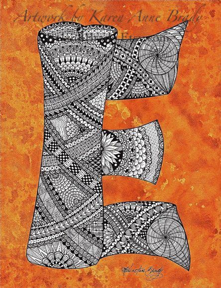 Alphabet Letter E An Aceo Open Edition Authorized Art Print Zentangle