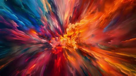 Dynamic Color Flows Exploding From A Central Source Creating A Sense Of