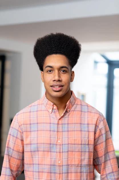 Premium Photo Portrait Of Happy Biracial Man With High Top Haircut