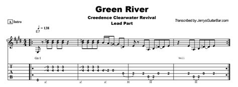 Creedence Clearwater Revival Green River Guitar Lesson Tab Chord