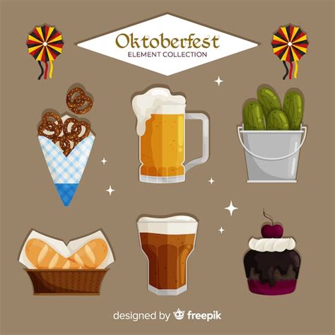 Cole O De Elementos De Design Plano Oktoberfest Vetor Gr Tis