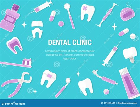 Healthcare And Medicine Concept Dentistry Banner With Flat Icons On