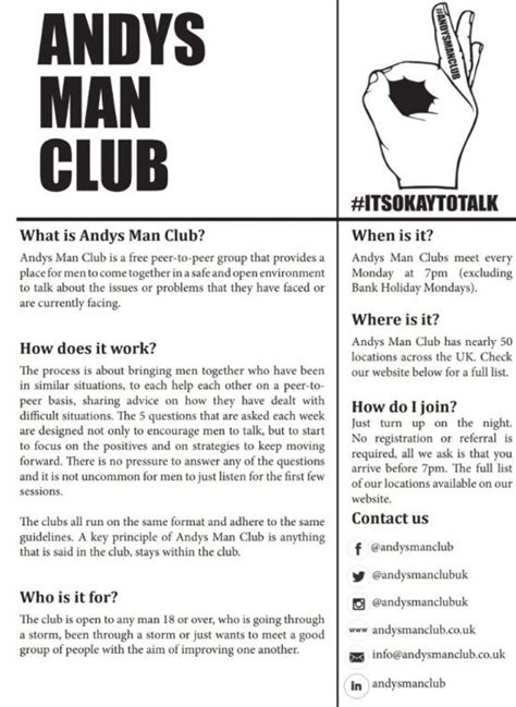 Andy’s Man Club – support for men | Neighbourhood Network Hull