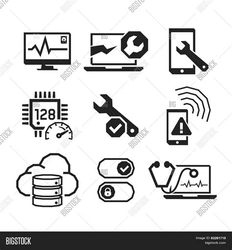 Computer Repair Icons Vector Photo Free Trial Bigstock