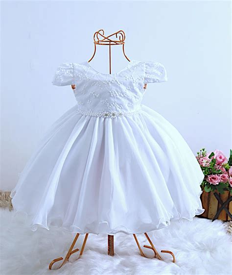 Vestido Branco Daminha Da Festa Batizado Casamento A Ano